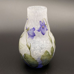 Daum Nancy Cameo and Enamelled Glass Violet Vase