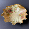Royal Worcester Porcelain Blush Ivory Shell Formed Dish Decorated with Flowers