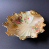 Royal Worcester Porcelain Blush Ivory Shell Formed Dish Decorated with Flowers