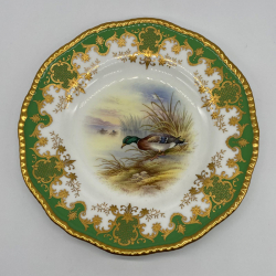 Coalport Porcelain Cabinet Plate Hand Painted with Mallard Duck by P Simpson