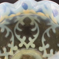 John Walsh Walsh Vaseline Glass Posy Vase with New Opaline Brocade Pattern