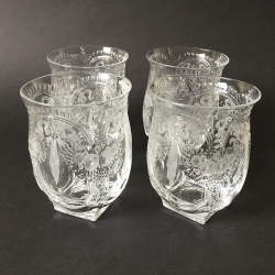 Set of Four Tuda (Stourbridge) Intaglio Water Glasses