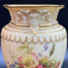 Royal Worcester Porcelain Blush Ivory pedestal Vase decorated with bouquets