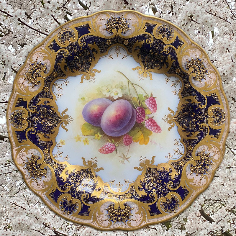 Royal Worcester Porcelain Cabinet Plate Hand Painted Fruits by Albert Shuck