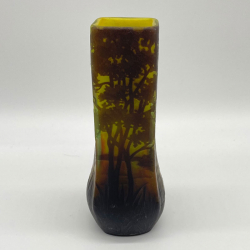Daum Nancy Cameo Glass Water Scene Landscape Vase