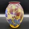 A Stunning Emile Galle Cameo Glass Ovoid Formed Clematis Vase