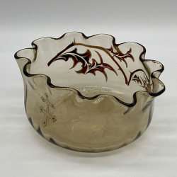 Emile Galle Early Enamelled Glass Thistle Bowl with Cross of  Lorraine Mark