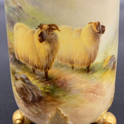 Royal Worcester Porcelain Vase Hand painted with Highland Sheep by E Baker
