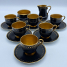 Royal Worcester Porcelain Part Demitasse Cups set Decorated with Black and Gold