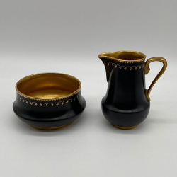 Royal Worcester Porcelain Part Demitasse Cups set Decorated with Black and Gold