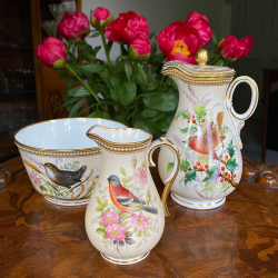 Royal Worcester Porcelain Tea Service, Hand painted with Birds and Flowers