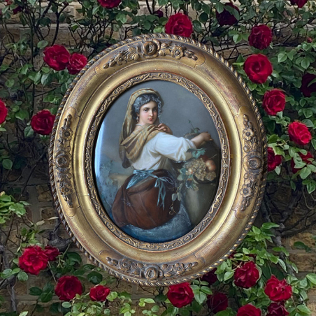 KPM Berlin Porcelain Plaque Depicting a Young Maiden Looking Back