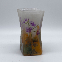 Daum Nancy Cameo and Enamelled Glass Vase Decorated with flowers