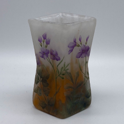 Daum Nancy Cameo and Enamelled Glass Vase Decorated with flowers