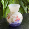 Daum Nancy Cameo and Enamelled Glass Fuchsia Vase