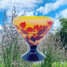 Emile Galle Acid  Etched Overlaid Glass Coupe Decorated with Berries