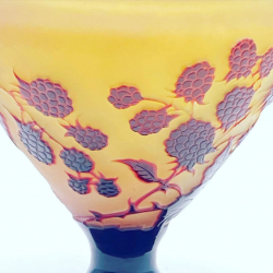 Emile Galle Acid  Etched Overlaid Glass Coupe Decorated with Berries