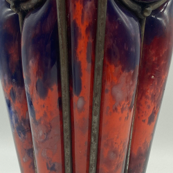 French Art Deco  wrought iron frame soufflé glass vase by Andre Dellatte