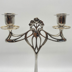 WMF Pewter One Twin Branches and Two Single Branch Candlesticks Set
