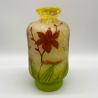 Daum Nancy Acid Etched overlaid and Enameeled Glass Crocosmia Vase