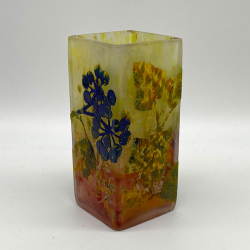 Daum Nancy Acid Etched Overlaid , Vitrified and Enamelled Glass Berry Vase