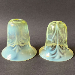 A Pair of Vaseline Glass Shades with Pattern for Arts and Crafts Lamps