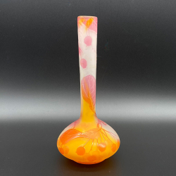 Emile Galle Glass Vase Acid Etched Overlaid with Berries