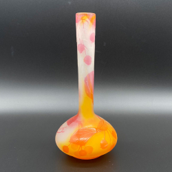 Emile Galle Glass Vase Acid Etched Overlaid with Berries