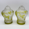 Old Baccarat a Pair Pendant Cameo Glass Shades Acid Etched with Poppies