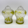 Old Baccarat a Pair Pendant Cameo Glass Shades Acid Etched with Poppies