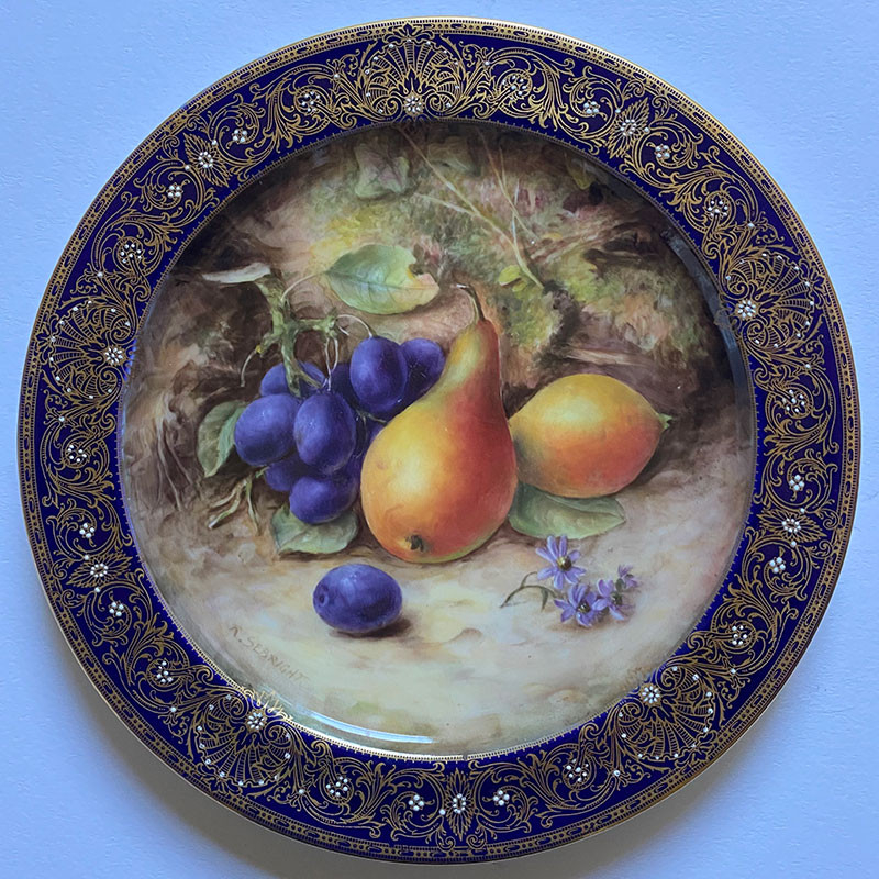 Royal Worcester Porcelain Hand Painted Fruits and Gilded and