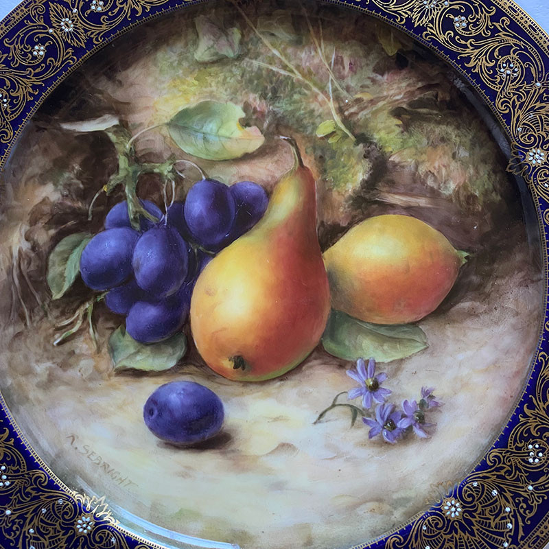 Royal Worcester Porcelain Hand Painted Fruits and Gilded and