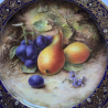 Royal Worcester Porcelain Hand Painted Fruits and Gilded and Enamelled Border by R Sebright