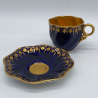 Coalport Porcelain Demitasse Cup and Saucer Cobalt Blue and Gold Gilt Decoration