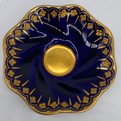 Coalport Porcelain Demitasse Cup and Saucer Cobalt Blue and Gold Gilt Decoration