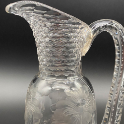 Moser Intaglio Cut Glass Jug, Engraving with Flowers