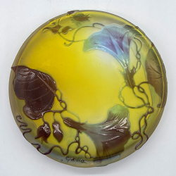 Emile Galle Cameo Glass Bonbonniere Decorated with Morning Glory