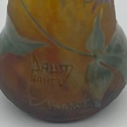 Daum Nancy Cameo and Enamelled Glass Case Decorated with Aubergine Plant