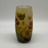 Daum Nancy Cameo and Enamelled Glass Vase Decorated with Rose Hips