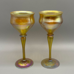Louis Comfort Tiffany Favrile Glass a pair Goblets