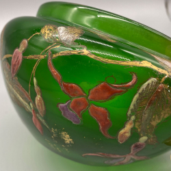 Emile Galle Enamelled Glass Bowl Decorated with Fuchsia