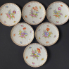 Dresden Porcelain Set of Six Dessert Plates Hand Painted with Bouquets