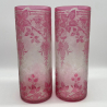 A Pair of Stunning Antique Baccarat Glass Vases Acid Etched with Berries