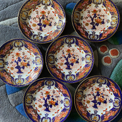 Royal Crown Derby Porcelain Imari Pattern Set of Six Dessert Plates