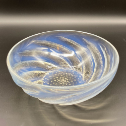 Rene Lalique Clear and Opalescent Glass Poissons Bowl