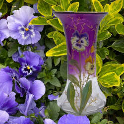 Legras Mont Joye Enamelled Glass, Decorated with Pansies