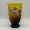 Emile Galle Acid Etched Overlaid Glass Vase Decorated with flowers