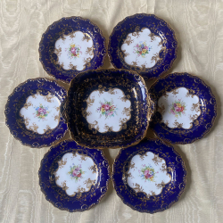 Royal Worcester Porcelain Part Dessert Service Decorated with Bouquets