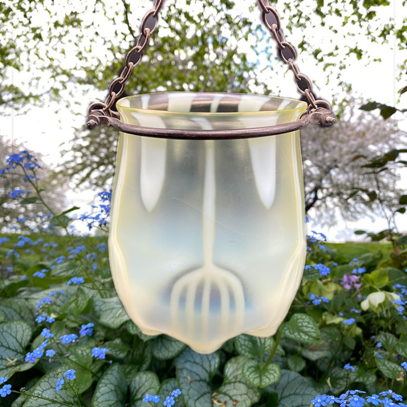 Arts and Crafts John Walsh Walsh Vaseline Glass Pendant Ceiling Lamp