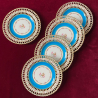 Minton Porcelain Armorial Reticulated Set of Five Dessert Plates with Rose Garlands
